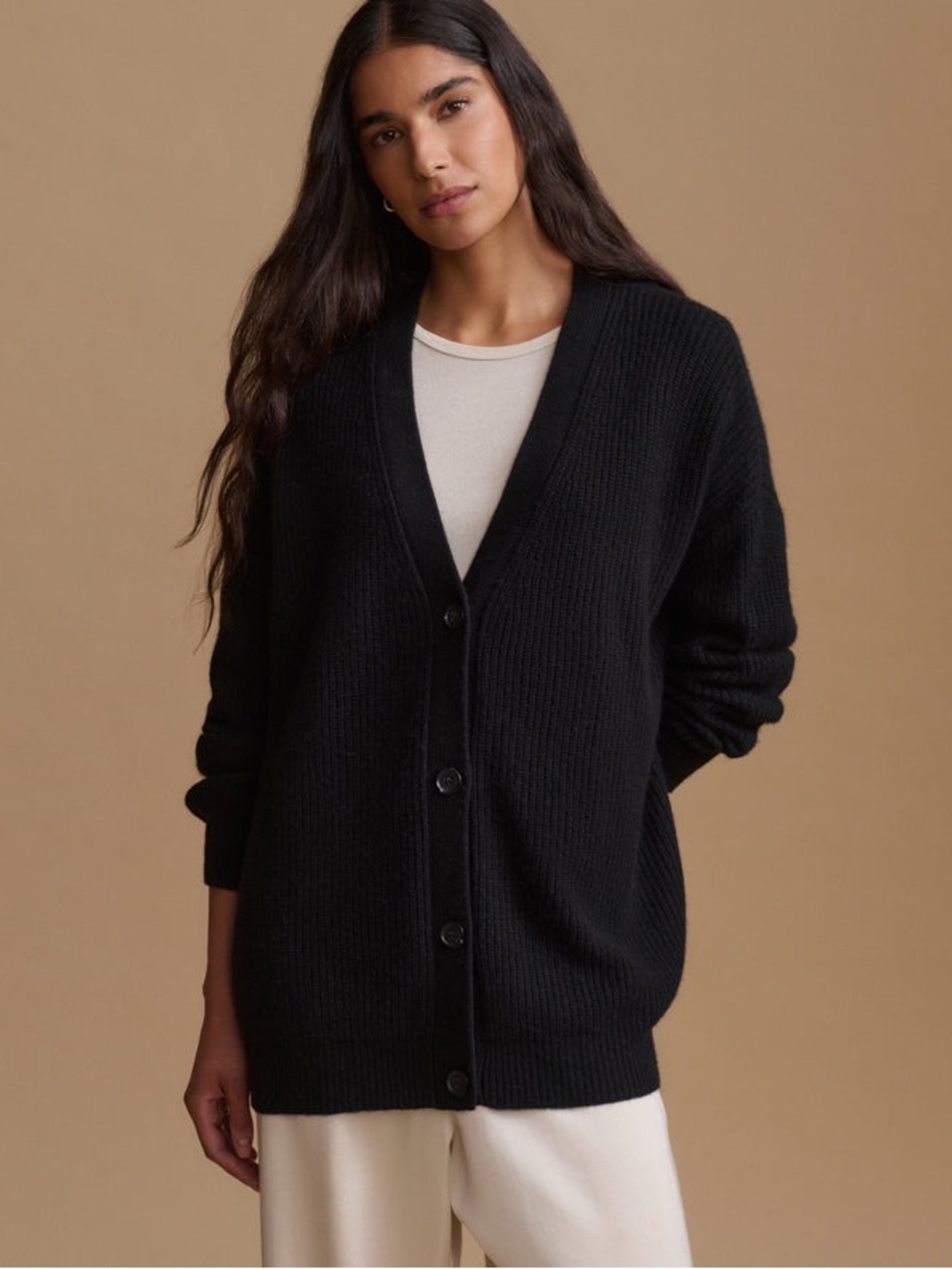 Jenni Kayne Cashmere Cocoon Cardigan Womens M Black NWT Ribbed Oversized Luxury